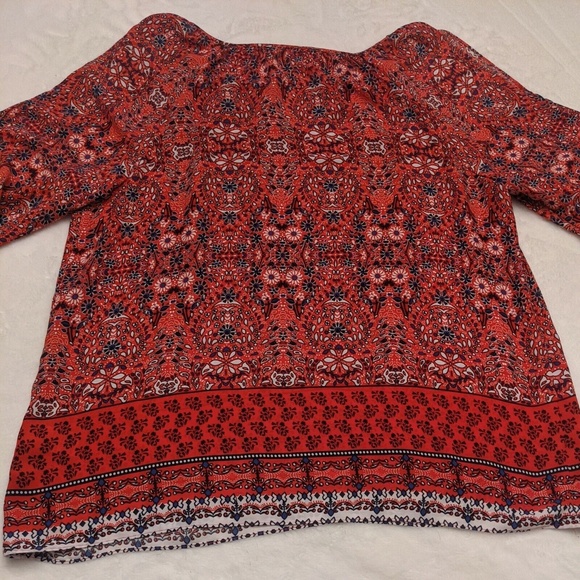 Counterparts Women's Pullover 3/4 Sleeve Red Tunic Size Large Keyhole - Picture 11 of 12